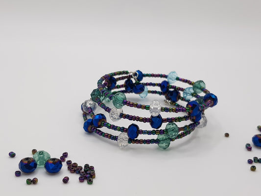Metallic Blue Iris Coil Bracelet
