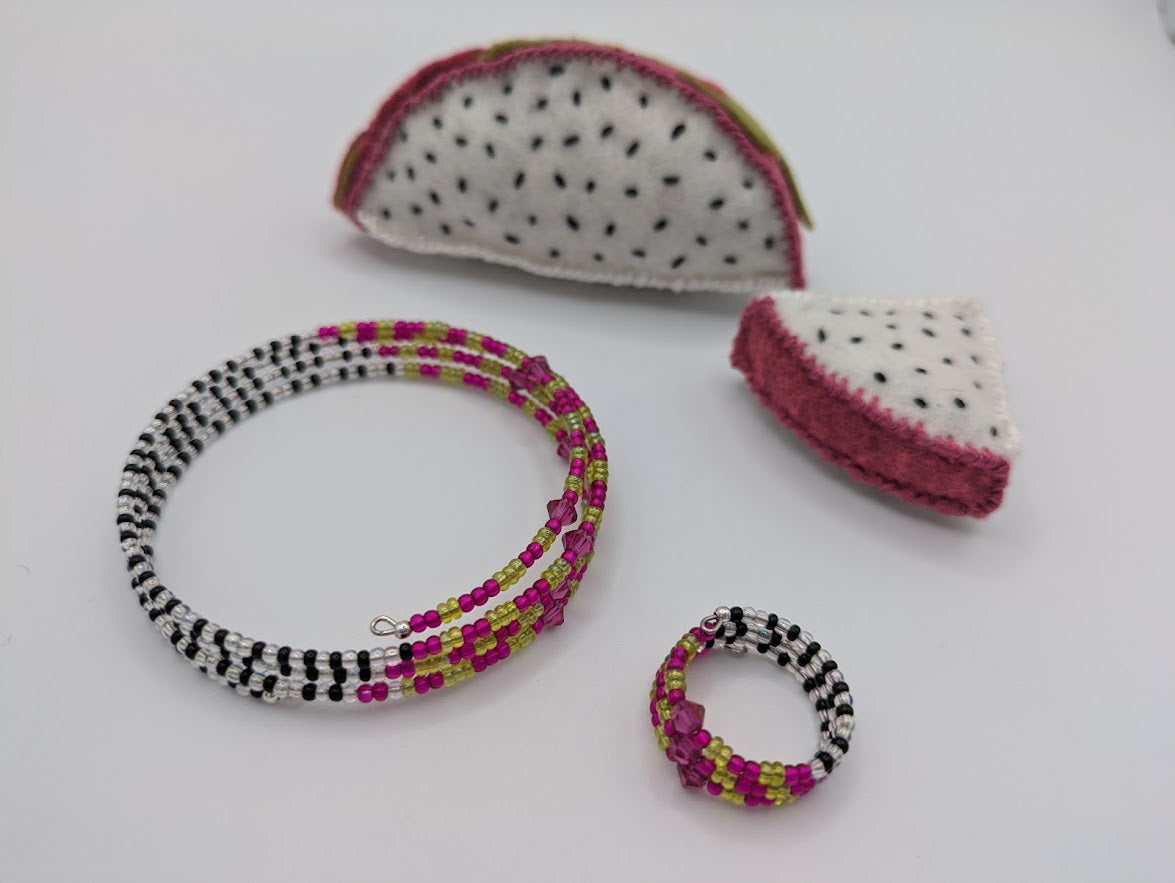 Dragon Fruit Bracelet and Ring Set